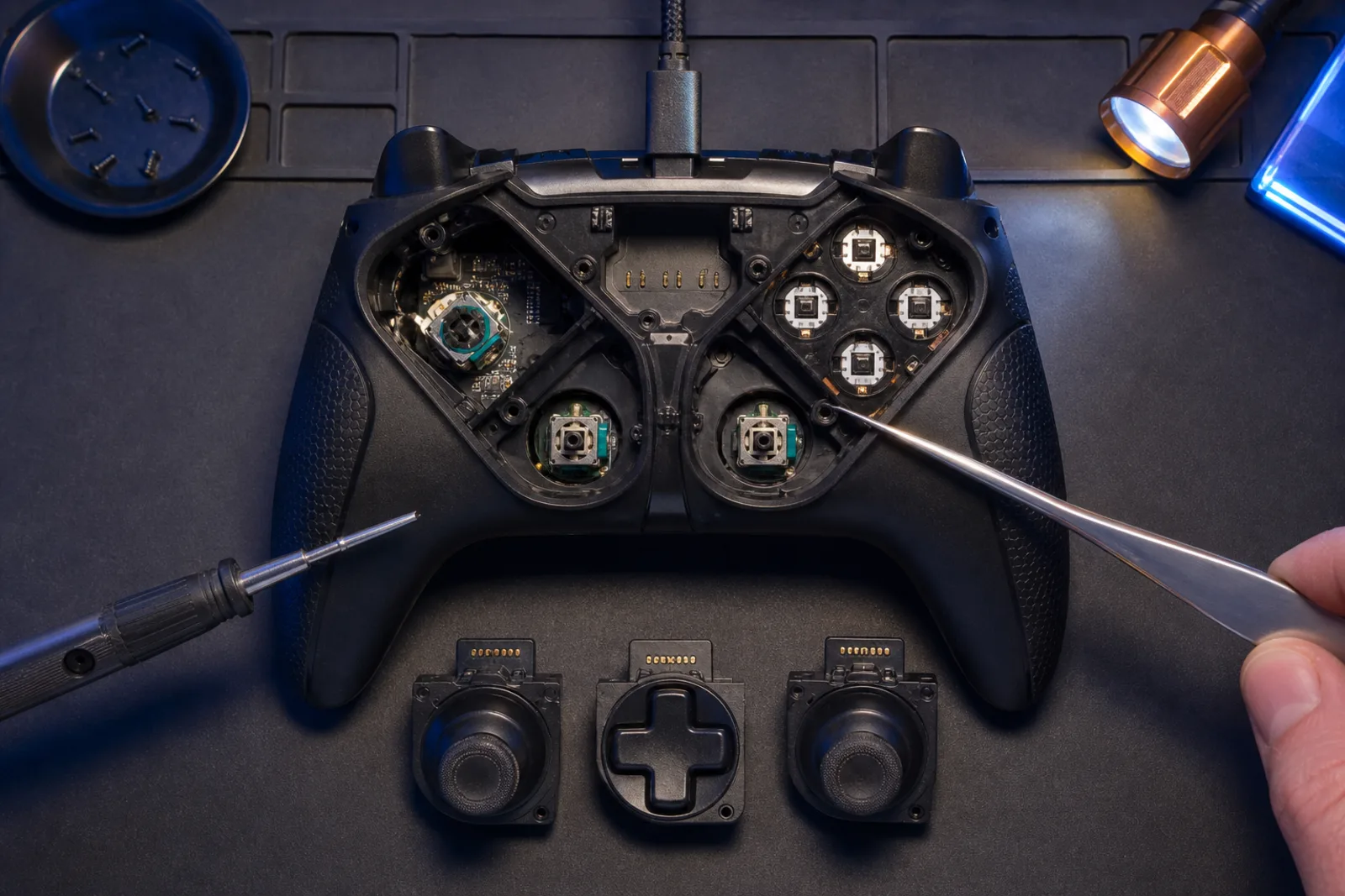 Диагностика внутренних узлов геймпада Thrustmaster